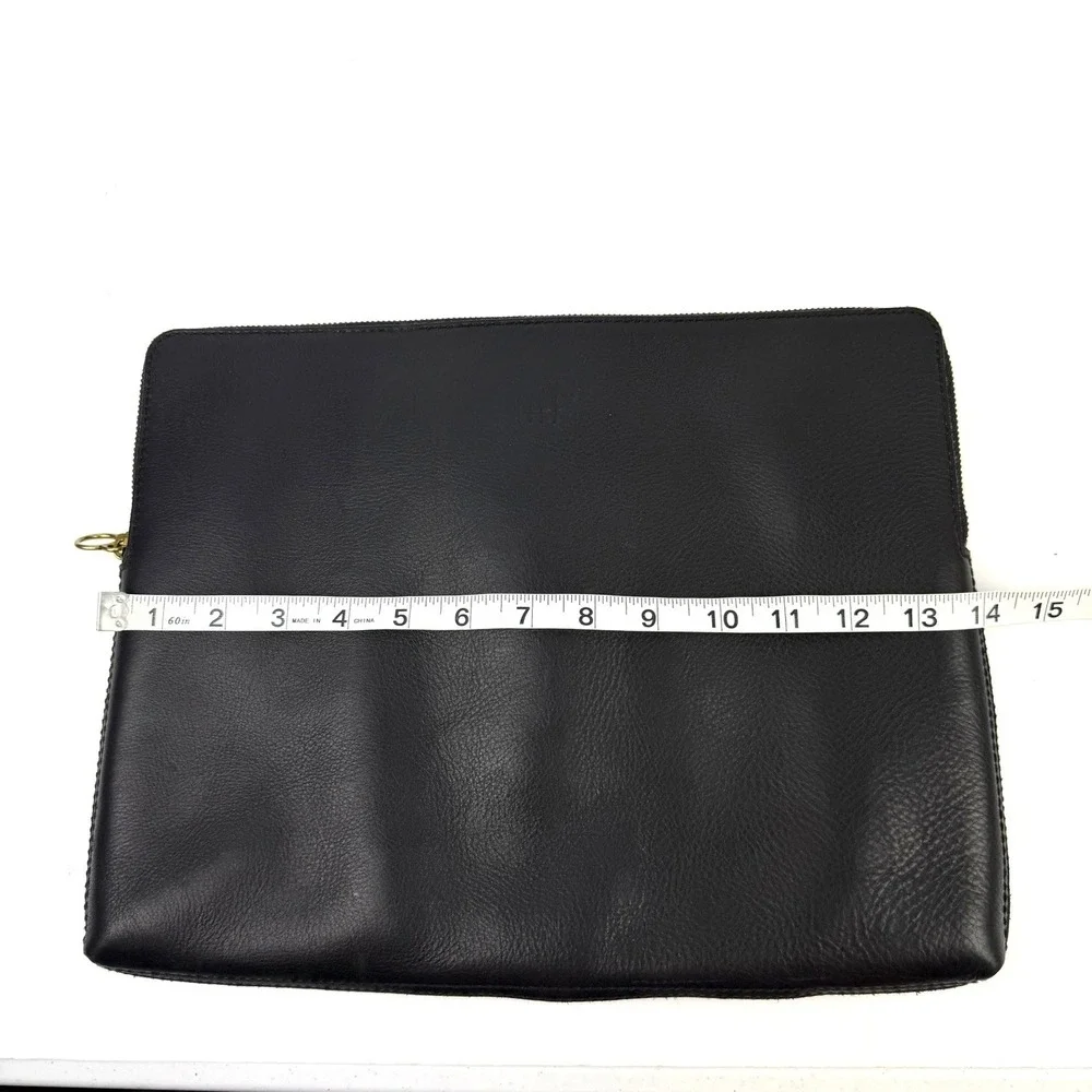 Madewell The Leather Laptop Case Black Soft Leather Padded YAY Lettering Travel